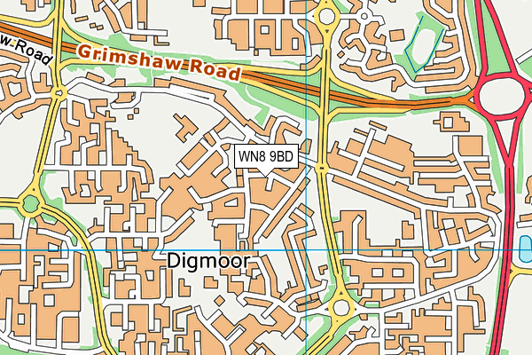 WN8 9BD map - OS VectorMap District (Ordnance Survey)