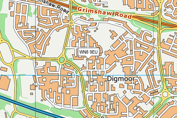 WN8 9EU map - OS VectorMap District (Ordnance Survey)