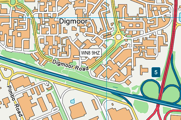 WN8 9HZ map - OS VectorMap District (Ordnance Survey)