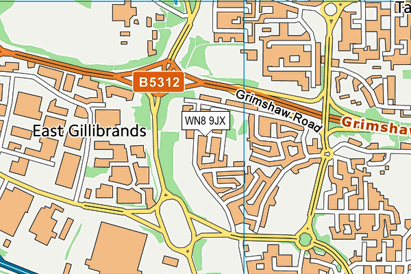 WN8 9JX map - OS VectorMap District (Ordnance Survey)