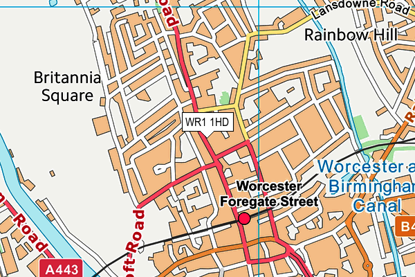 WR1 1HD map - OS VectorMap District (Ordnance Survey)