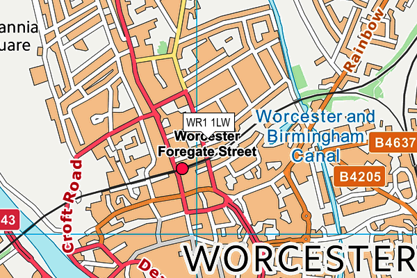WR1 1LW map - OS VectorMap District (Ordnance Survey)