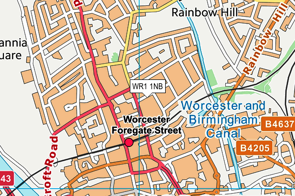 WR1 1NB map - OS VectorMap District (Ordnance Survey)