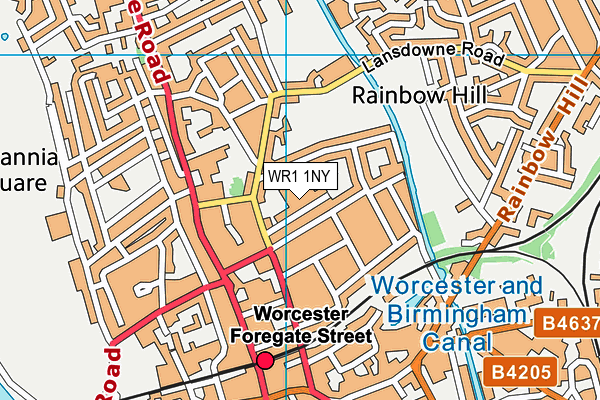 WR1 1NY map - OS VectorMap District (Ordnance Survey)