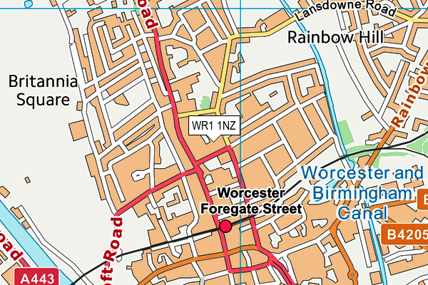 WR1 1NZ map - OS VectorMap District (Ordnance Survey)