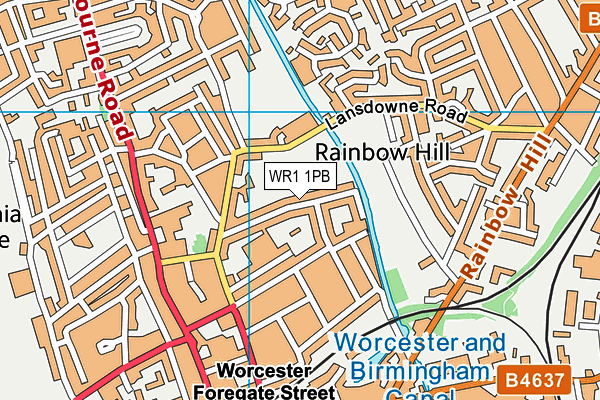 WR1 1PB map - OS VectorMap District (Ordnance Survey)