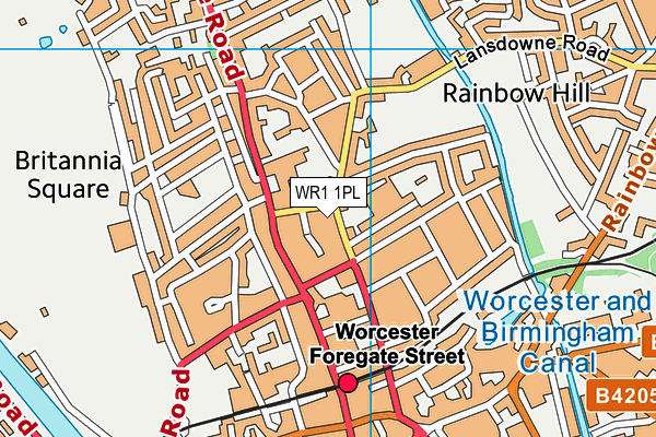 WR1 1PL map - OS VectorMap District (Ordnance Survey)