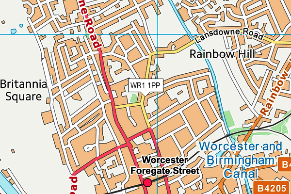 WR1 1PP map - OS VectorMap District (Ordnance Survey)