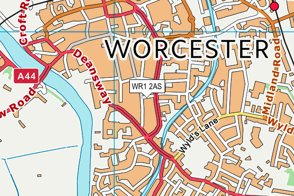 WR1 2AS map - OS VectorMap District (Ordnance Survey)