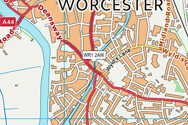 WR1 2AW map - OS VectorMap District (Ordnance Survey)