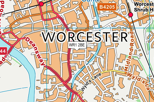 WR1 2BE map - OS VectorMap District (Ordnance Survey)
