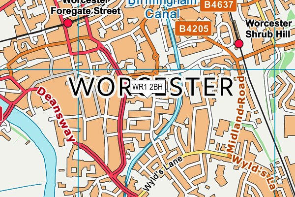 WR1 2BH map - OS VectorMap District (Ordnance Survey)