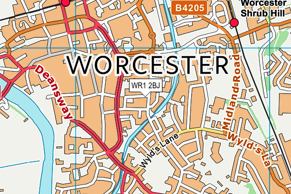 WR1 2BJ map - OS VectorMap District (Ordnance Survey)