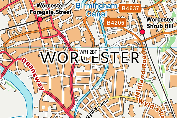 WR1 2BP map - OS VectorMap District (Ordnance Survey)