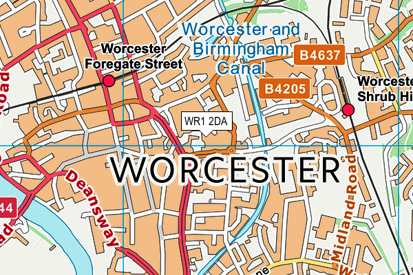 WR1 2DA map - OS VectorMap District (Ordnance Survey)