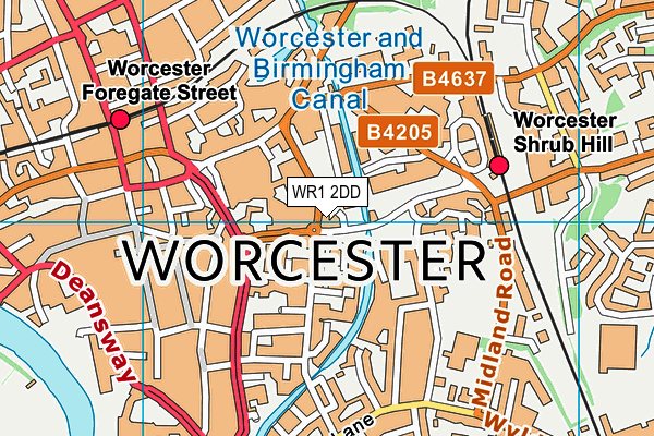 Fit For Free (Worcester) (Closed) map (WR1 2DD) - OS VectorMap District (Ordnance Survey)