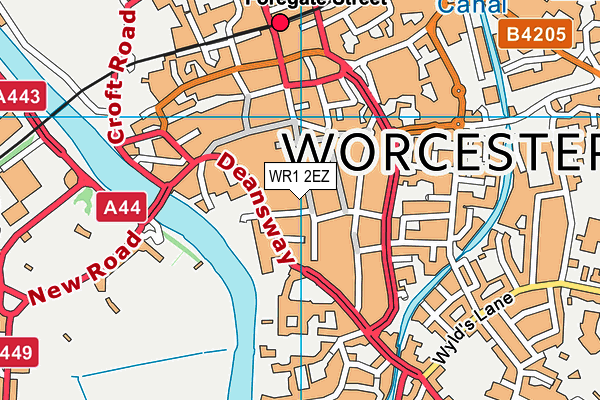WR1 2EZ map - OS VectorMap District (Ordnance Survey)