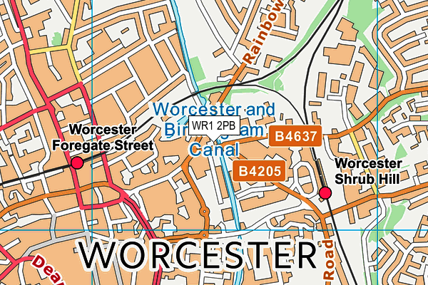 WR1 2PB map - OS VectorMap District (Ordnance Survey)