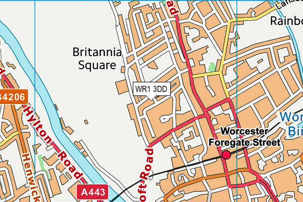 WR1 3DD map - OS VectorMap District (Ordnance Survey)