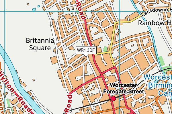 WR1 3DF map - OS VectorMap District (Ordnance Survey)