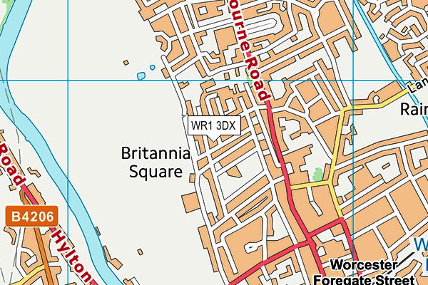 WR1 3DX map - OS VectorMap District (Ordnance Survey)