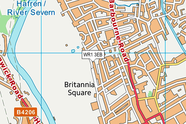 WR1 3EB map - OS VectorMap District (Ordnance Survey)