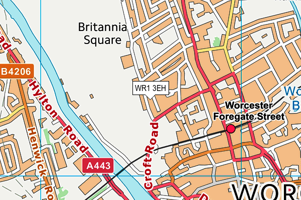 WR1 3EH map - OS VectorMap District (Ordnance Survey)