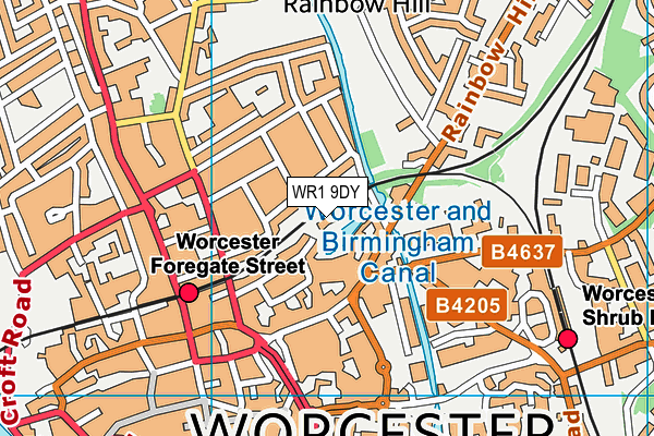 WR1 9DY map - OS VectorMap District (Ordnance Survey)