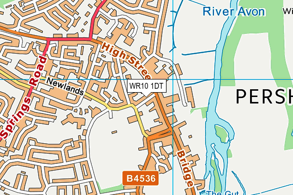 WR10 1DT map - OS VectorMap District (Ordnance Survey)