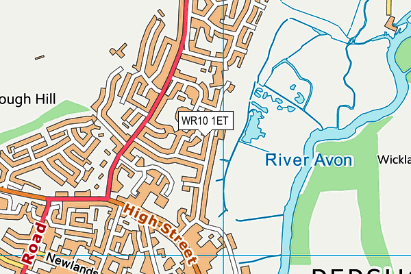 Orchard Primary School map (WR10 1ET) - OS VectorMap District (Ordnance Survey)