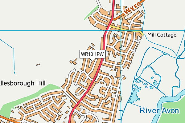 WR10 1PW map - OS VectorMap District (Ordnance Survey)