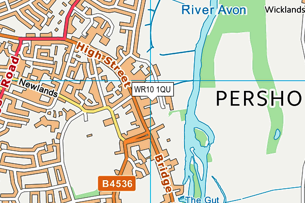 Pershore Leisure Centre map (WR10 1QU) - OS VectorMap District (Ordnance Survey)