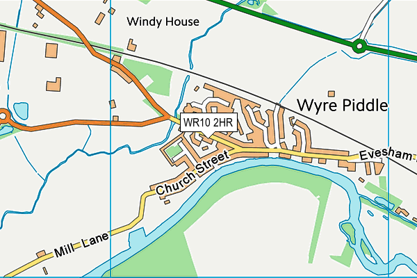 Wyre Piddle Village Hall map (WR10 2HR) - OS VectorMap District (Ordnance Survey)