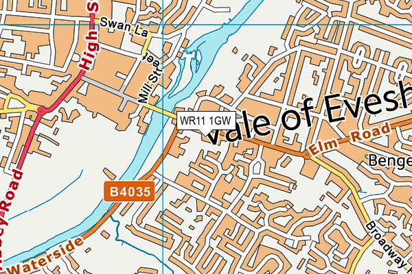 WR11 1GW map - OS VectorMap District (Ordnance Survey)