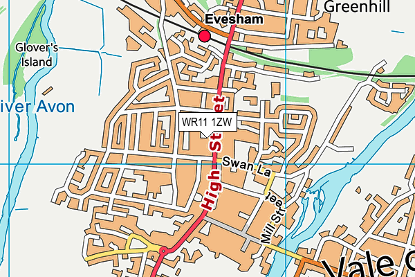 WR11 1ZW map - OS VectorMap District (Ordnance Survey)