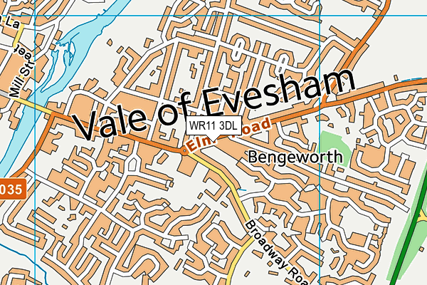 WR11 3DL map - OS VectorMap District (Ordnance Survey)