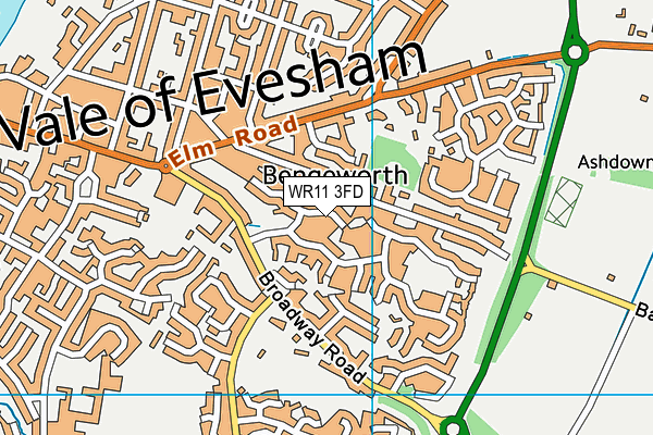 WR11 3FD map - OS VectorMap District (Ordnance Survey)