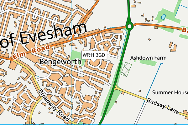 WR11 3GD map - OS VectorMap District (Ordnance Survey)