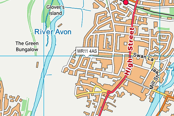 WR11 4AS map - OS VectorMap District (Ordnance Survey)