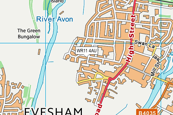 WR11 4AU map - OS VectorMap District (Ordnance Survey)