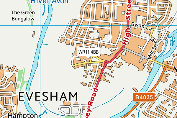 WR11 4BB map - OS VectorMap District (Ordnance Survey)