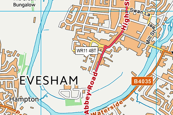 WR11 4BT map - OS VectorMap District (Ordnance Survey)