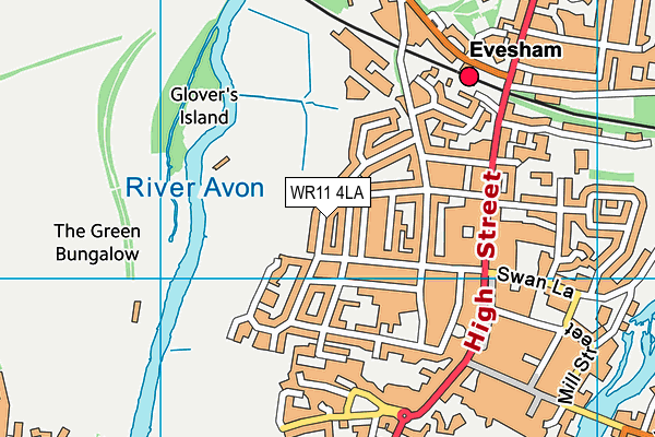 Evesham Sports Club map (WR11 4LA) - OS VectorMap District (Ordnance Survey)