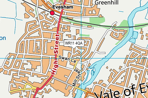 One On One Fitness (Closed) map (WR11 4QA) - OS VectorMap District (Ordnance Survey)