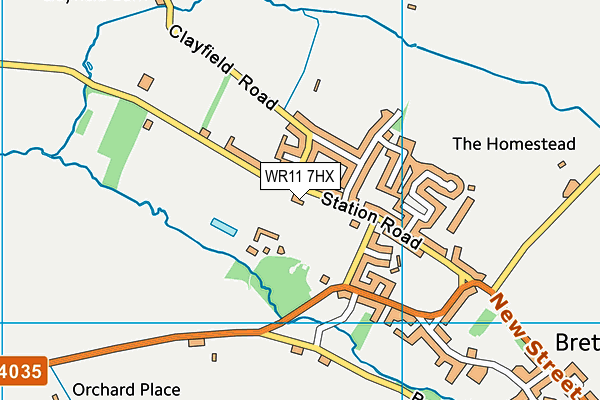Bretforton Recreation Ground map (WR11 7HX) - OS VectorMap District (Ordnance Survey)
