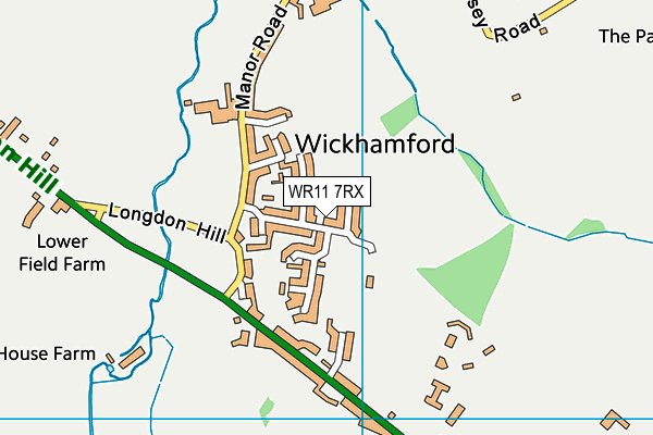 Wickhamford Playing Field map (WR11 7RX) - OS VectorMap District (Ordnance Survey)