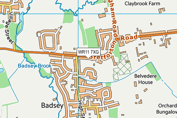 WR11 7XG map - OS VectorMap District (Ordnance Survey)