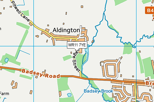 WR11 7YE map - OS VectorMap District (Ordnance Survey)