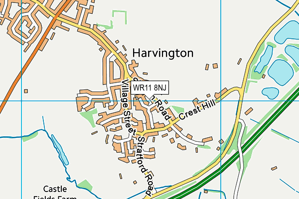 Harvington Playing Field (Closed) map (WR11 8NJ) - OS VectorMap District (Ordnance Survey)