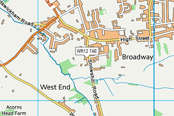 WR12 7AE map - OS VectorMap District (Ordnance Survey)